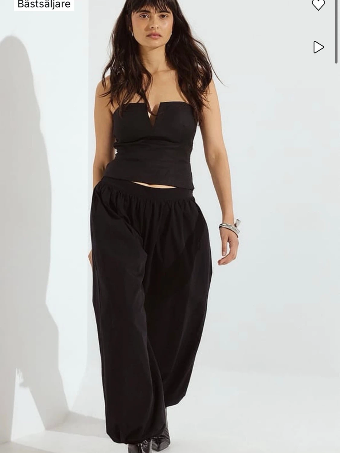 Svart axelbandslös korsettopp - 3