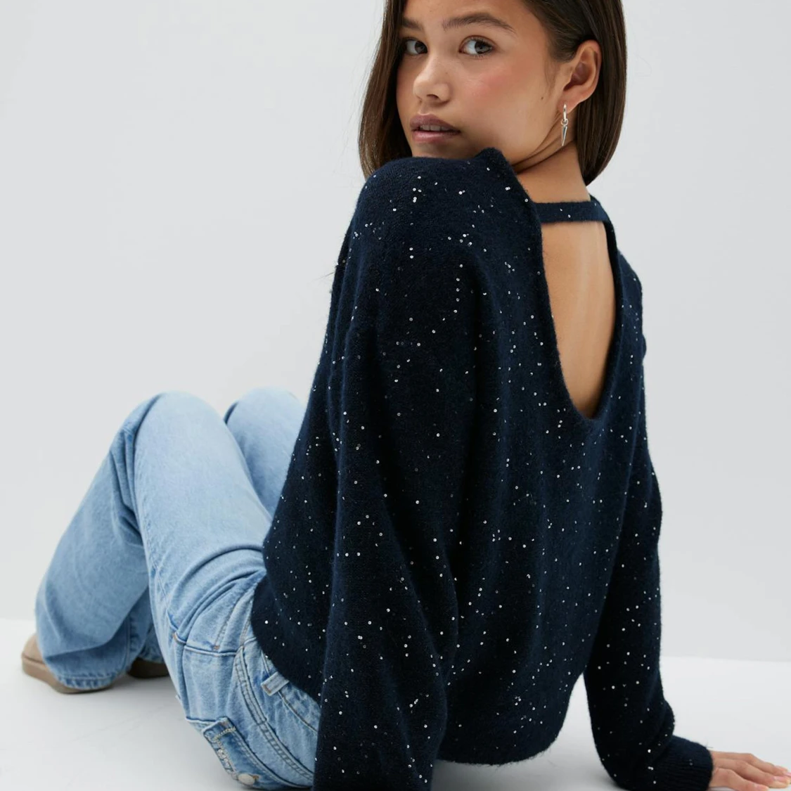 Y knitted glitter tröja - 1