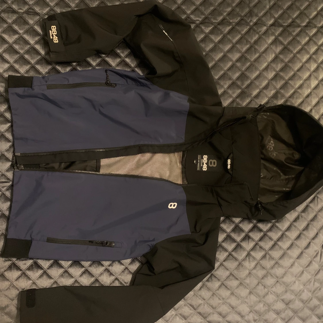 Blå och svart regnjacka 8848 Altitude, stl 150 - 2