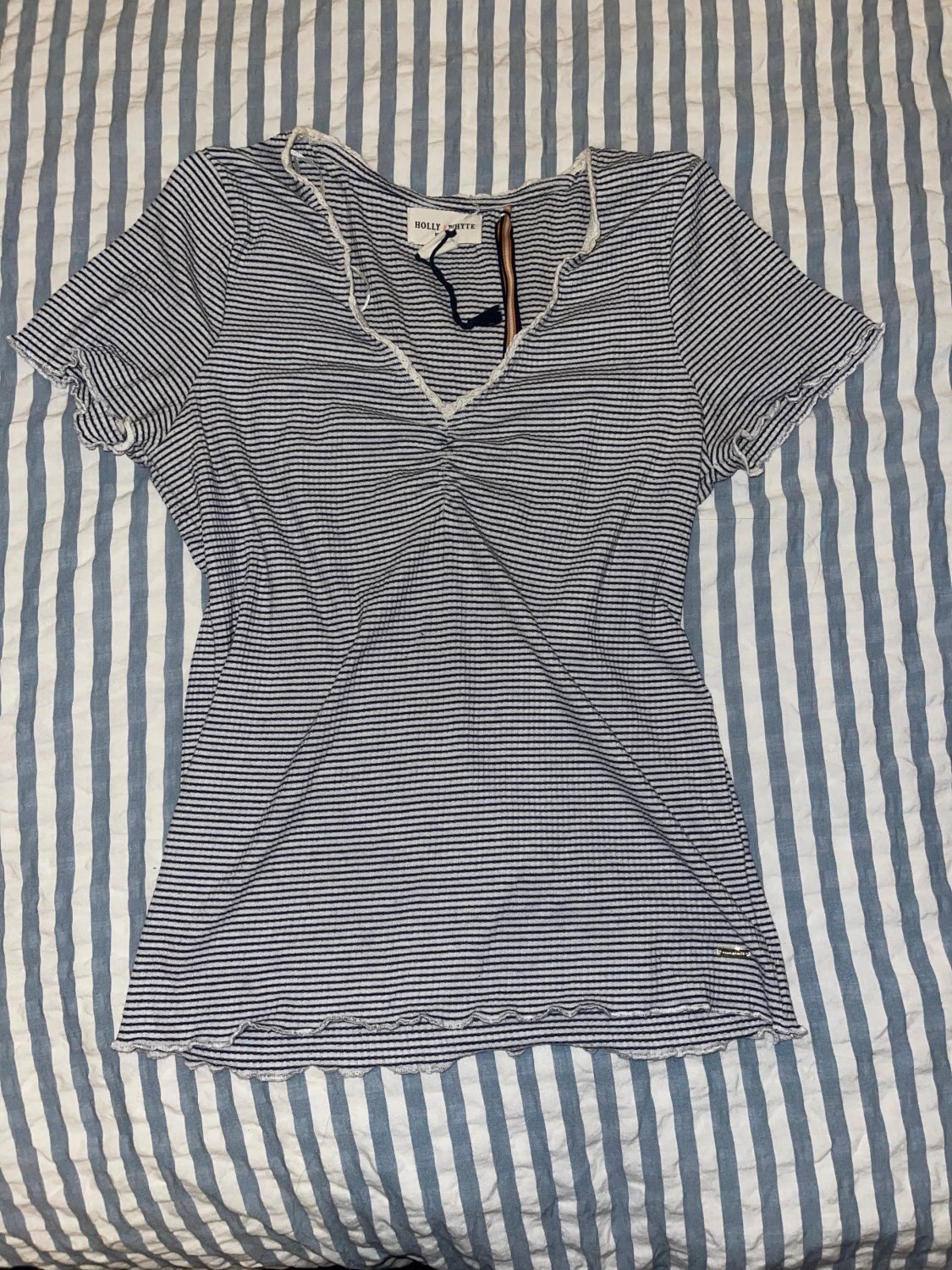 Randig v-ringad topp Holly Whyte