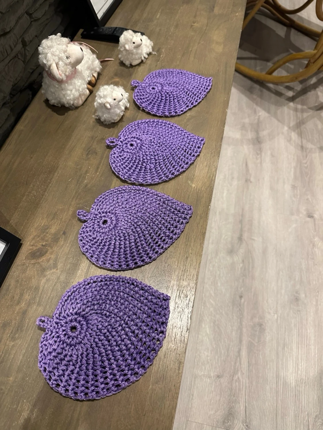 Hand virkade kaffe underlag 