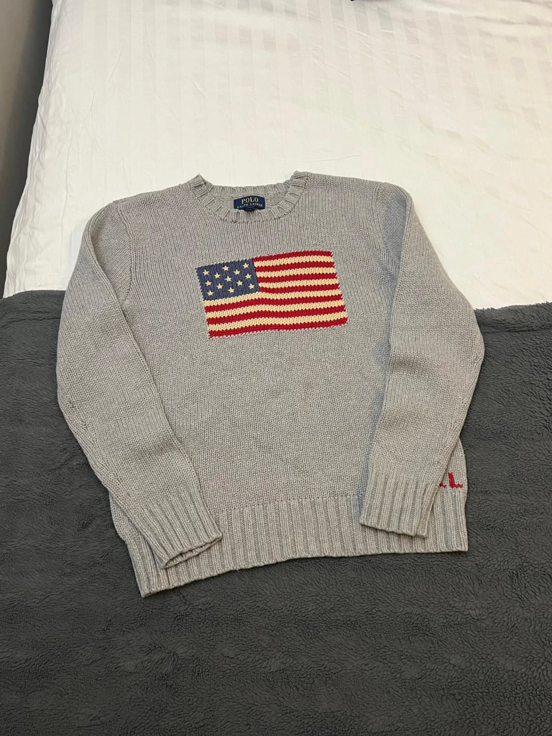 Ralph Lauren USA Flagga Tröja Flag Sweater Grå