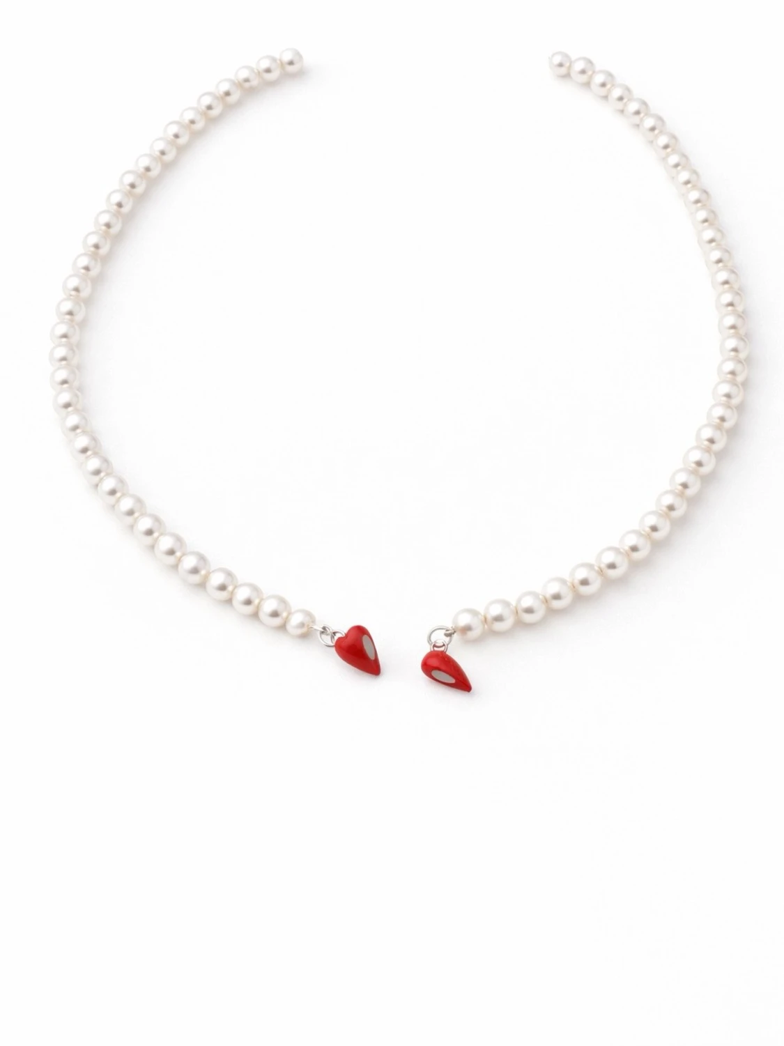 Pärl halsband med magnetisk hjärta  - 3