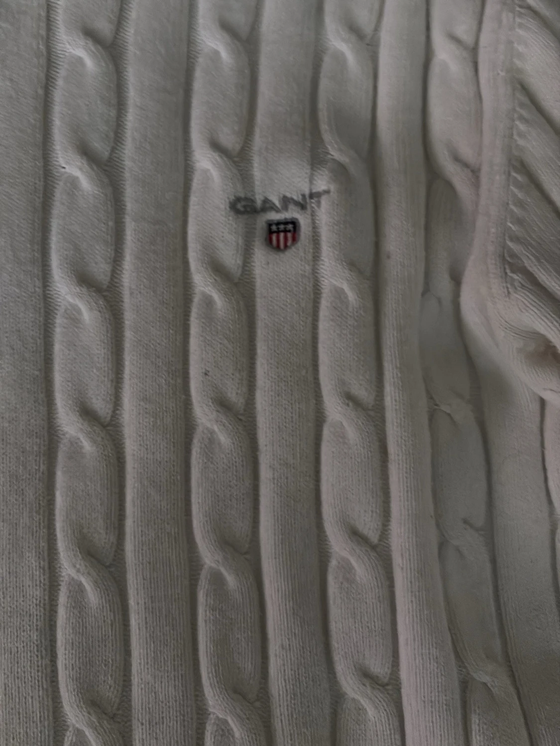 Vit kabelstickad tröja från Gant - 1