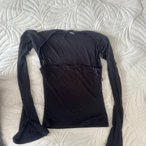 Svart långärmad topp Gina Tricot - En svart långärmad topp från Gina Tricot i mjuk bomull. Modellen är figurnära med enkel design och rund halsringning. Perfekt att styla med jeans eller kjol för en clean look.