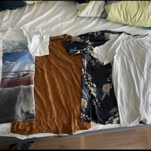 4 stycken t-shirtar  - Vit t-shirt från Calvin Klein Jeans i storlek S med coolt strandmotiv i blått, rött och grått framtill. Klassisk passform och rund halsringning. Perfekt för dig som gillar stilrena plagg med en twist.