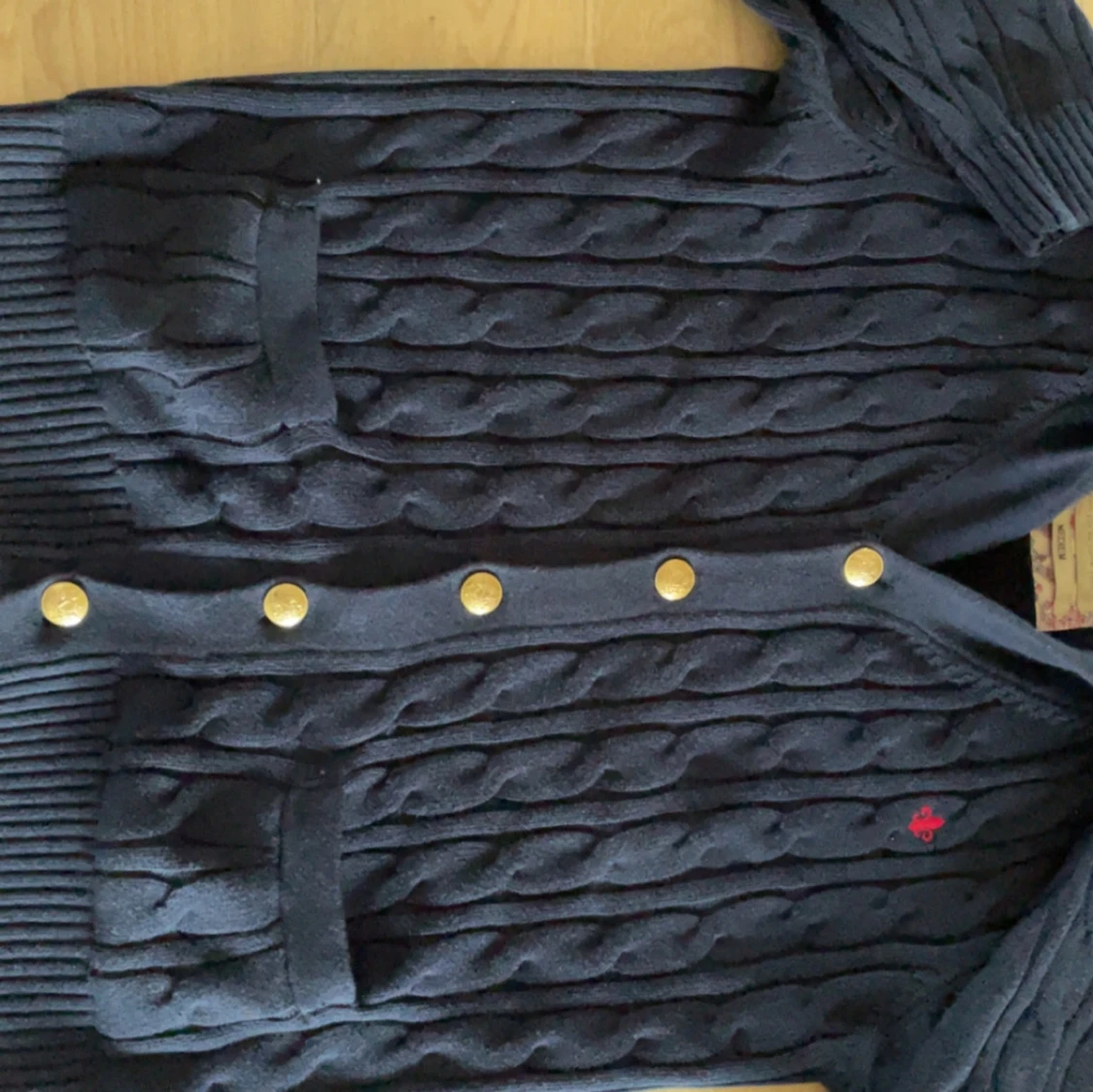 Morris marinblå stickad kofta M - 1