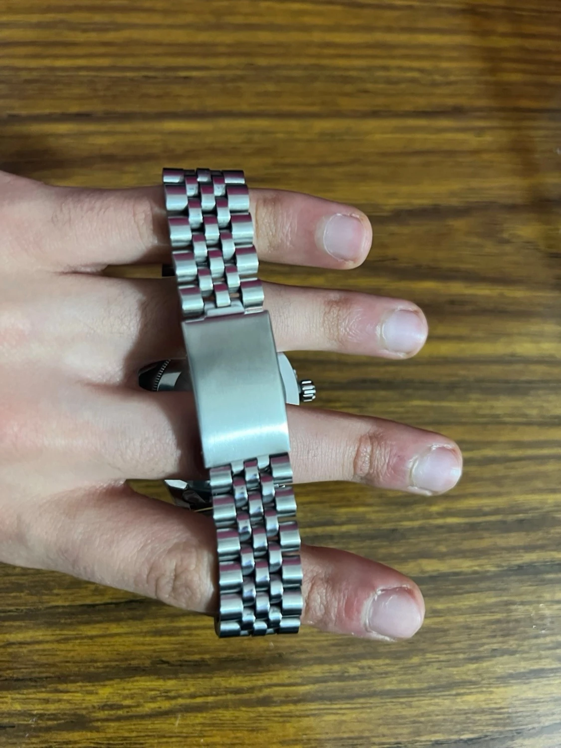 Silver klocka med grön urtavla - 3