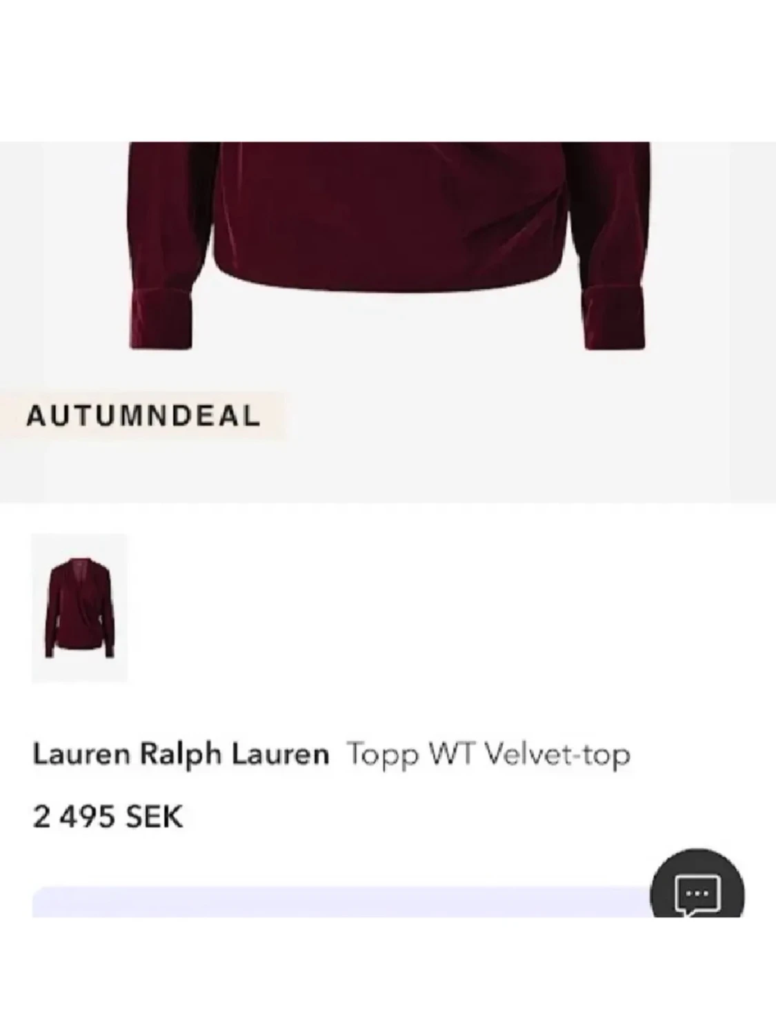 Vinröd omlottblus i sammet Lauren Ralph Lauren - 1