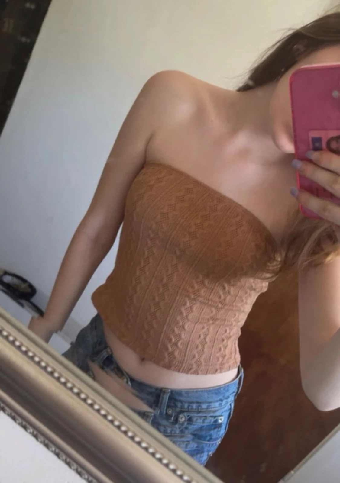 Brun stickad tubtopp från SHEIN 