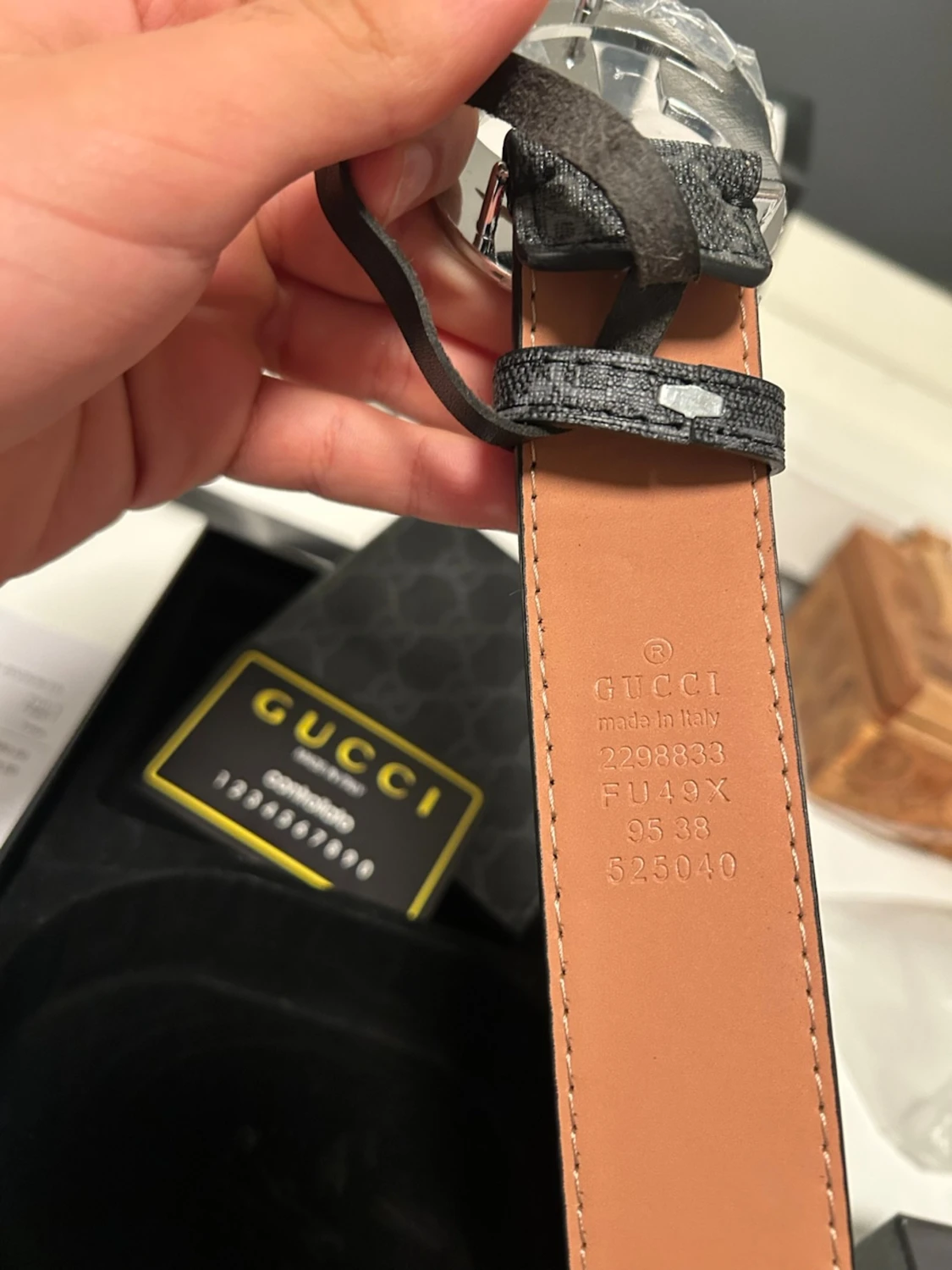 Svart Gucci bälte med plånbok - 2