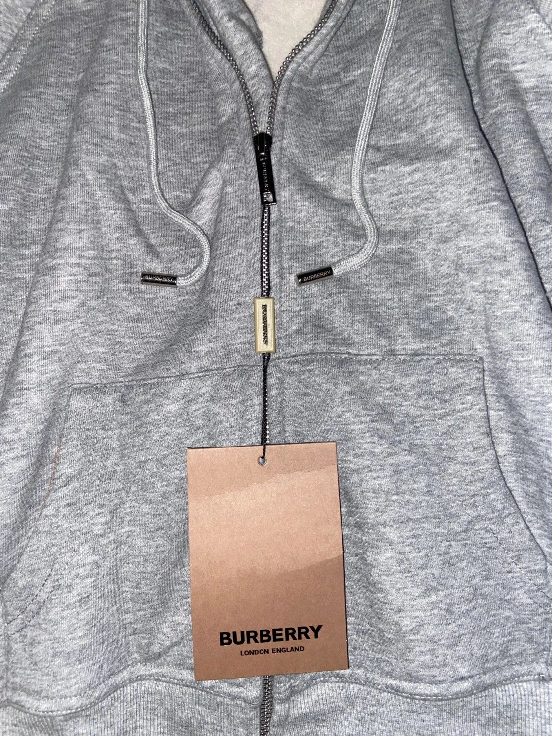 Grå Burberry hoodie med rutigt foder - 1