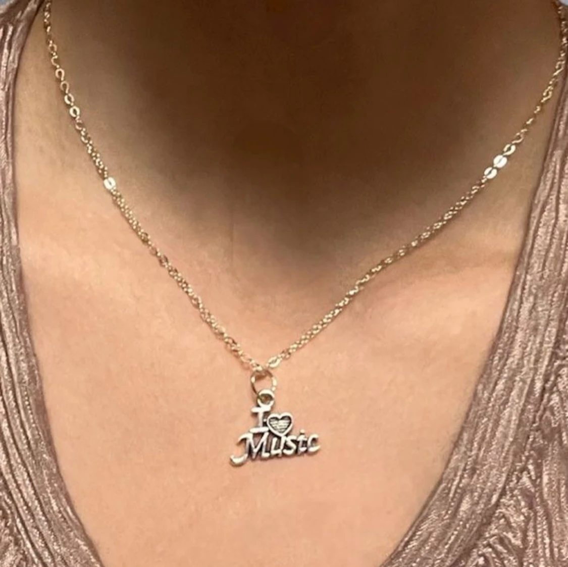 Halsband I Love Music Smycke Silver imitation - 4