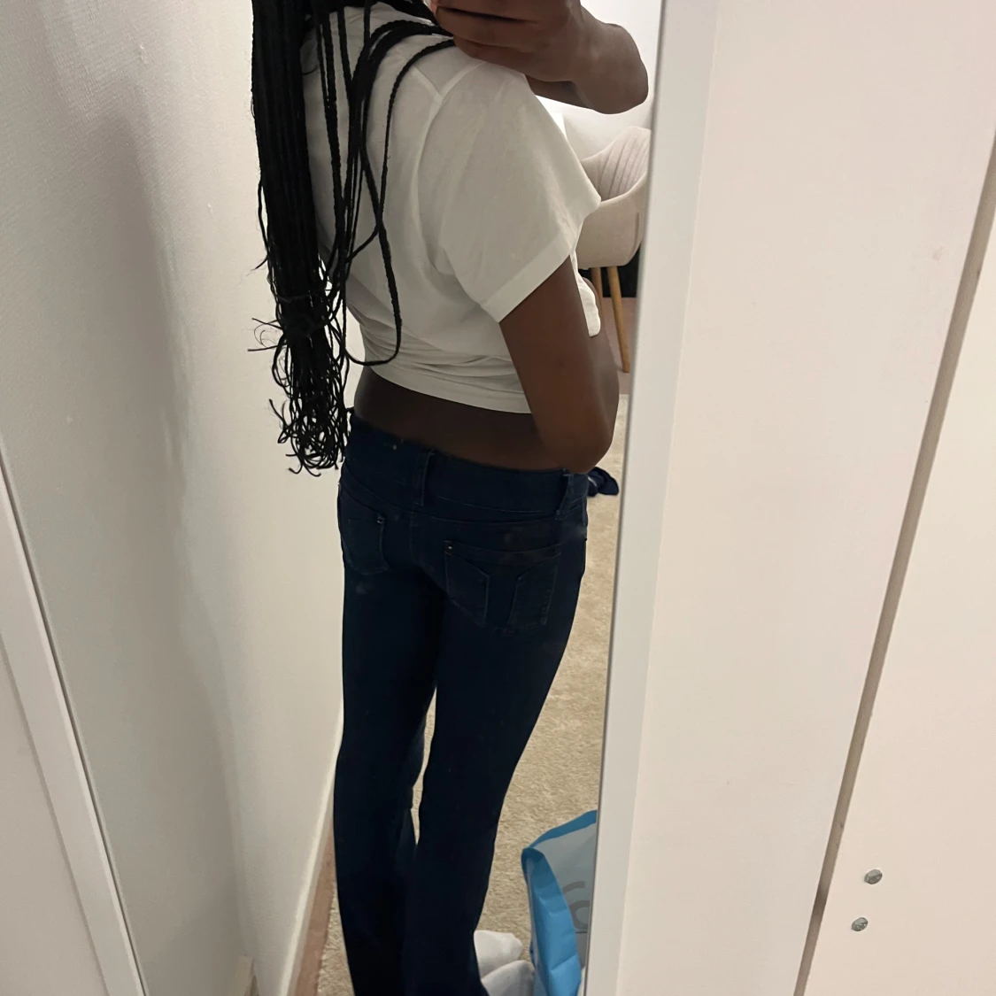 Mörkblå bootcut jeans G rise - 4