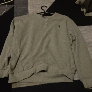 Grå sweatshirt från Polo Ralph Lauren - En stilren grå sweatshirt från Polo Ralph Lauren med klassisk rund hals och broderad logga på bröstet. Tröjan är långärmad och tillverkad i mjuk bomull, perfekt för en avslappnad look. Passar dig som gillar enkel och tidlös stil.