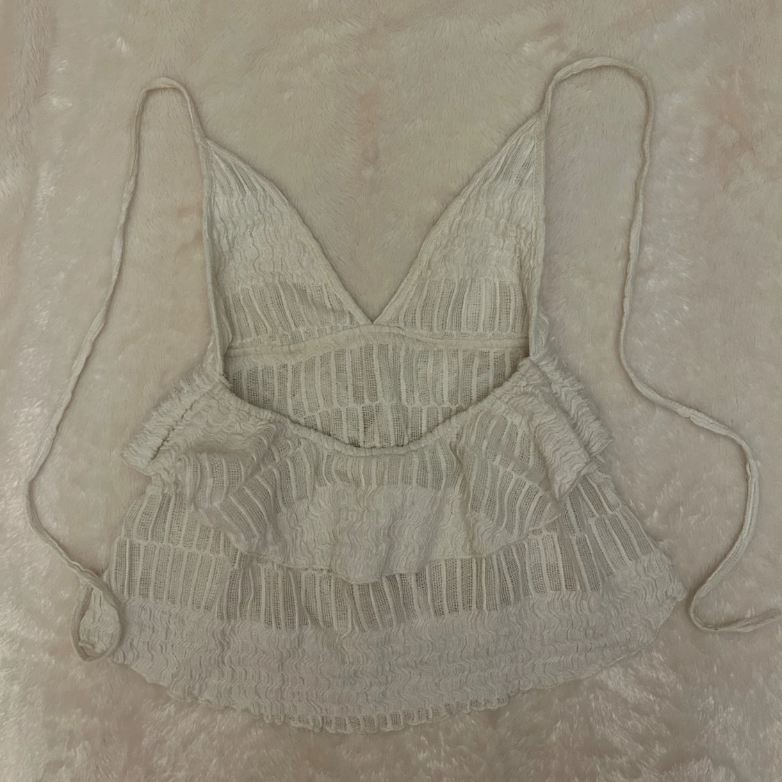 Vit volang linnetopp med knytband - 1