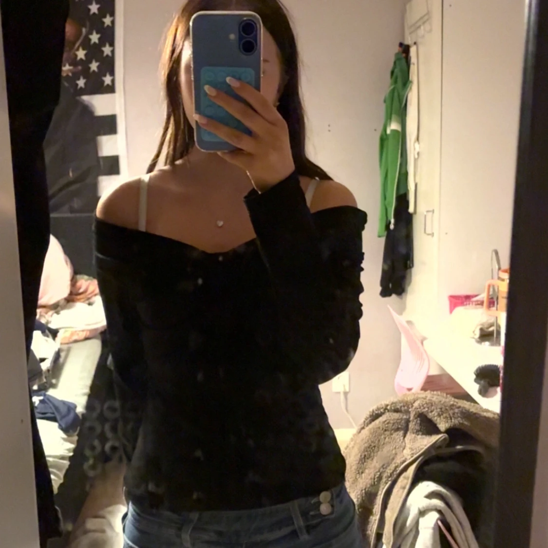Svart offshoulder långärmad topp