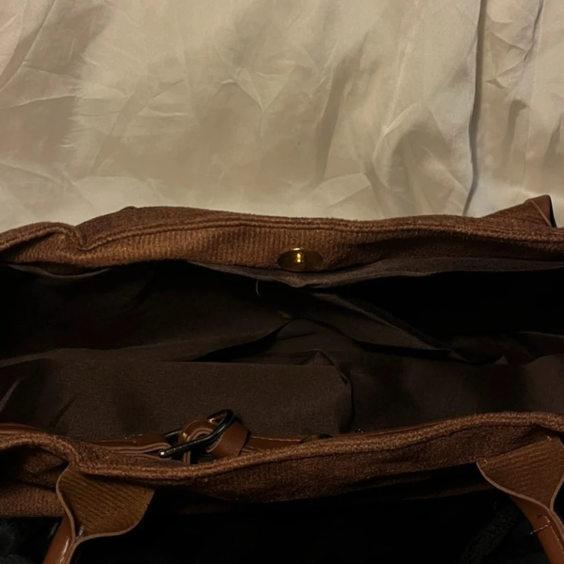 Brun axelväska i manchester och skinn - 4