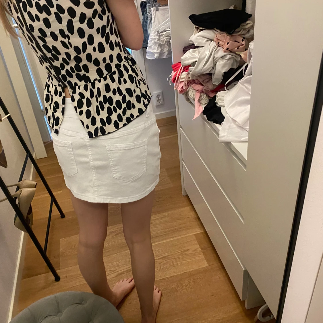 Vit mini jeanskjol - 2