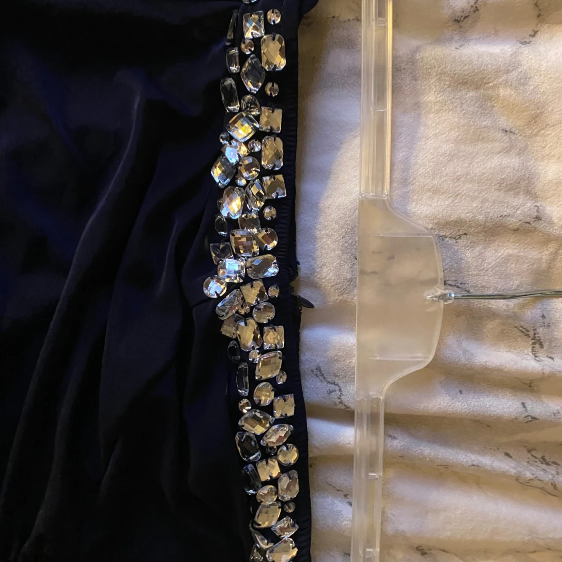 Marinblå långklänning med strass - 2