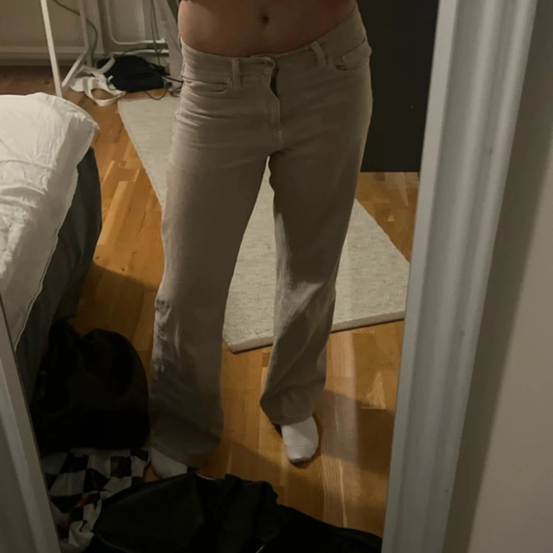 Beiga manchesterbyxor med raka ben - 1