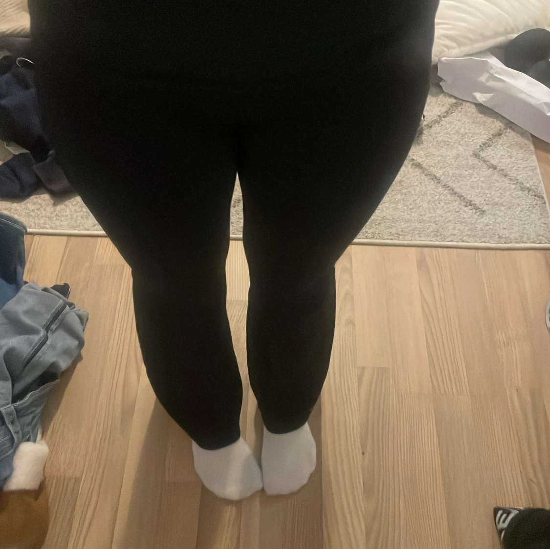 Svarta ribbade yogabyxor - 1