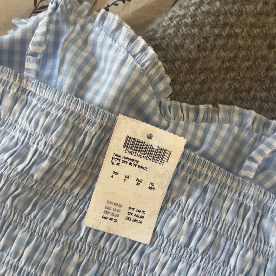 Blåvit rutig subdued topp - 1