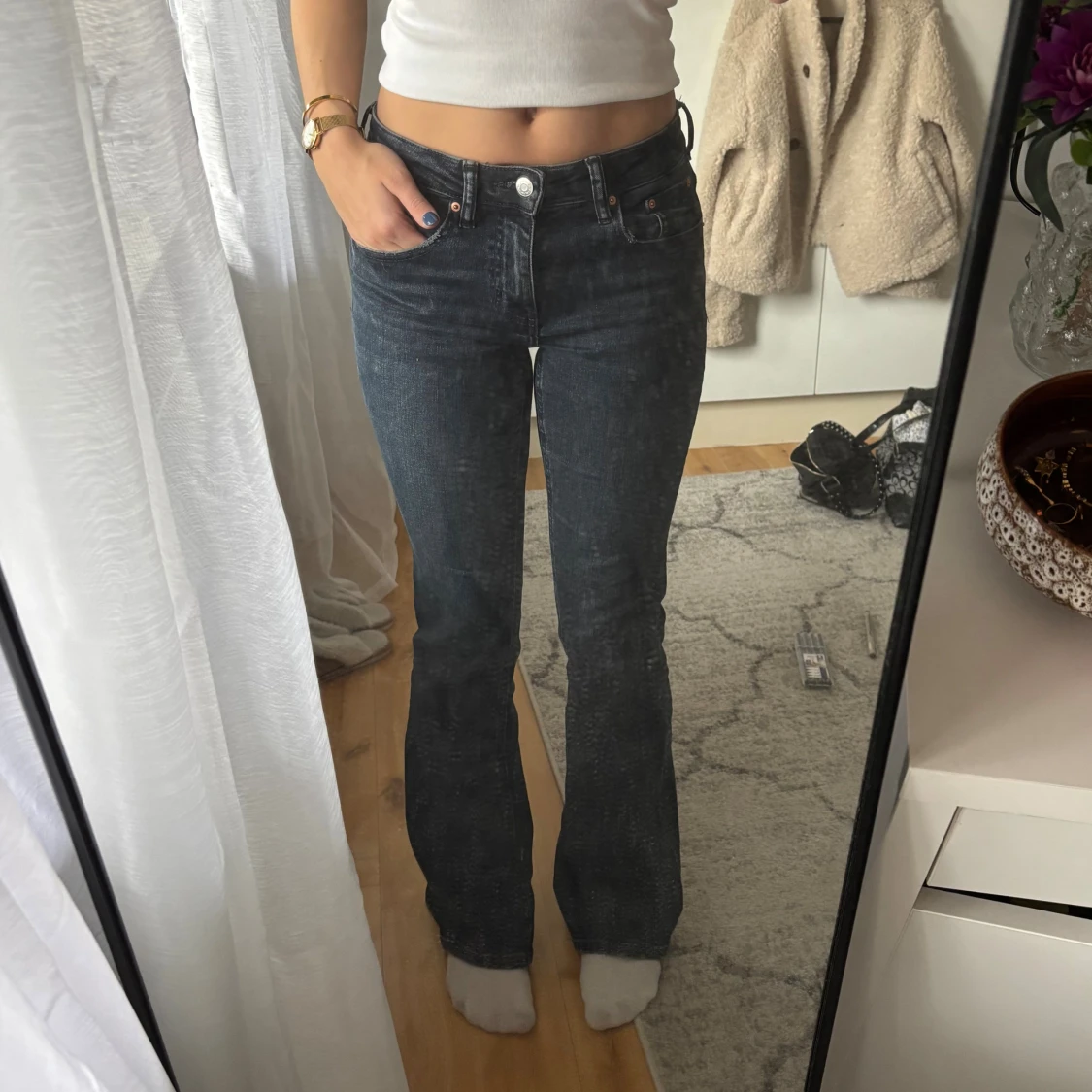 Bootcut jeans mörkblå