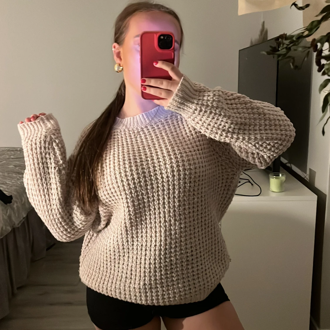 Ljusrosa stickad tröja 