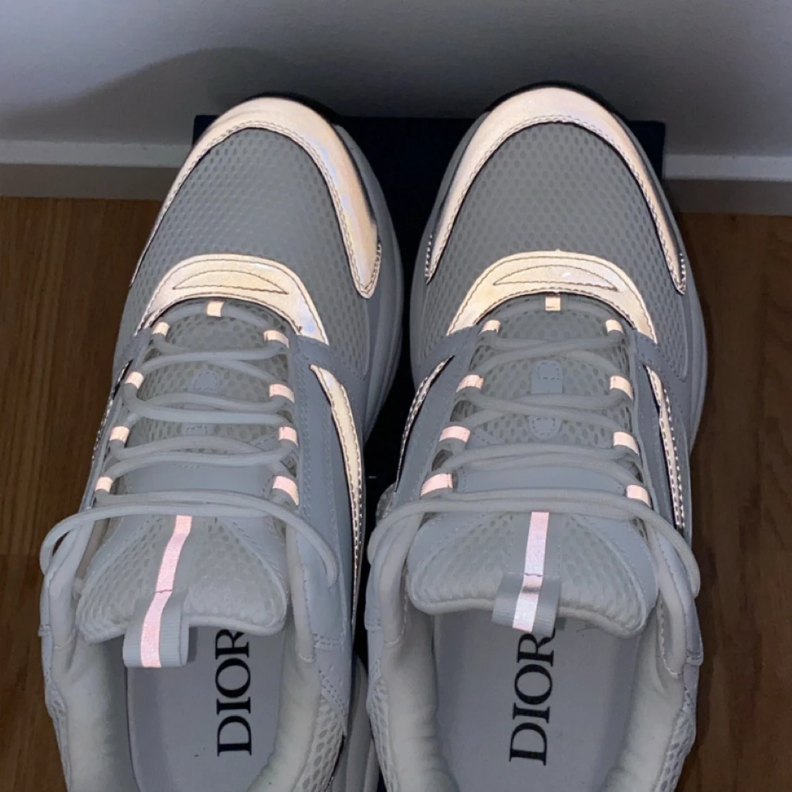 Dior B22 sneakers vit/silver strl 45