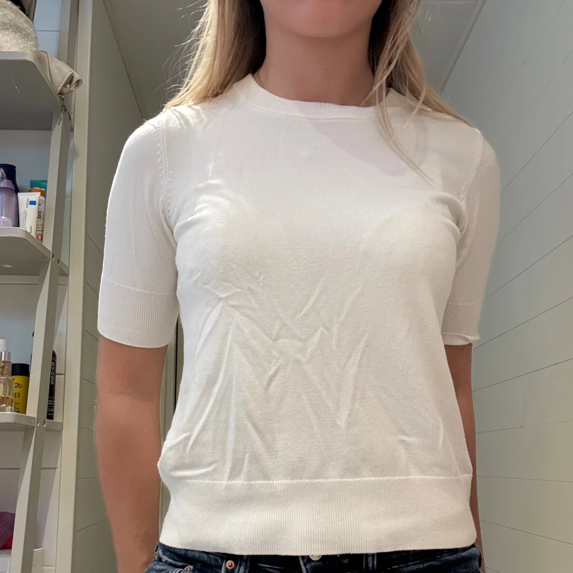 Vit trekvartsärms topp