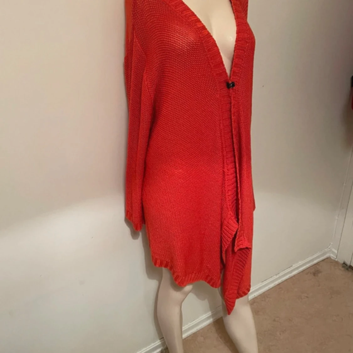 Orange oversized stickad kofta - 1