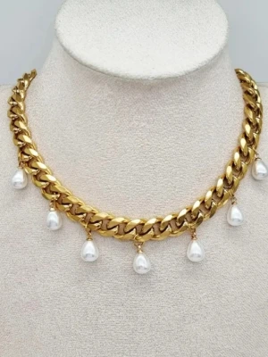 Stilfullt guldpläterat halsband - Material-guldpläterat rostfritt stål  304. Kjedja-10mm #11