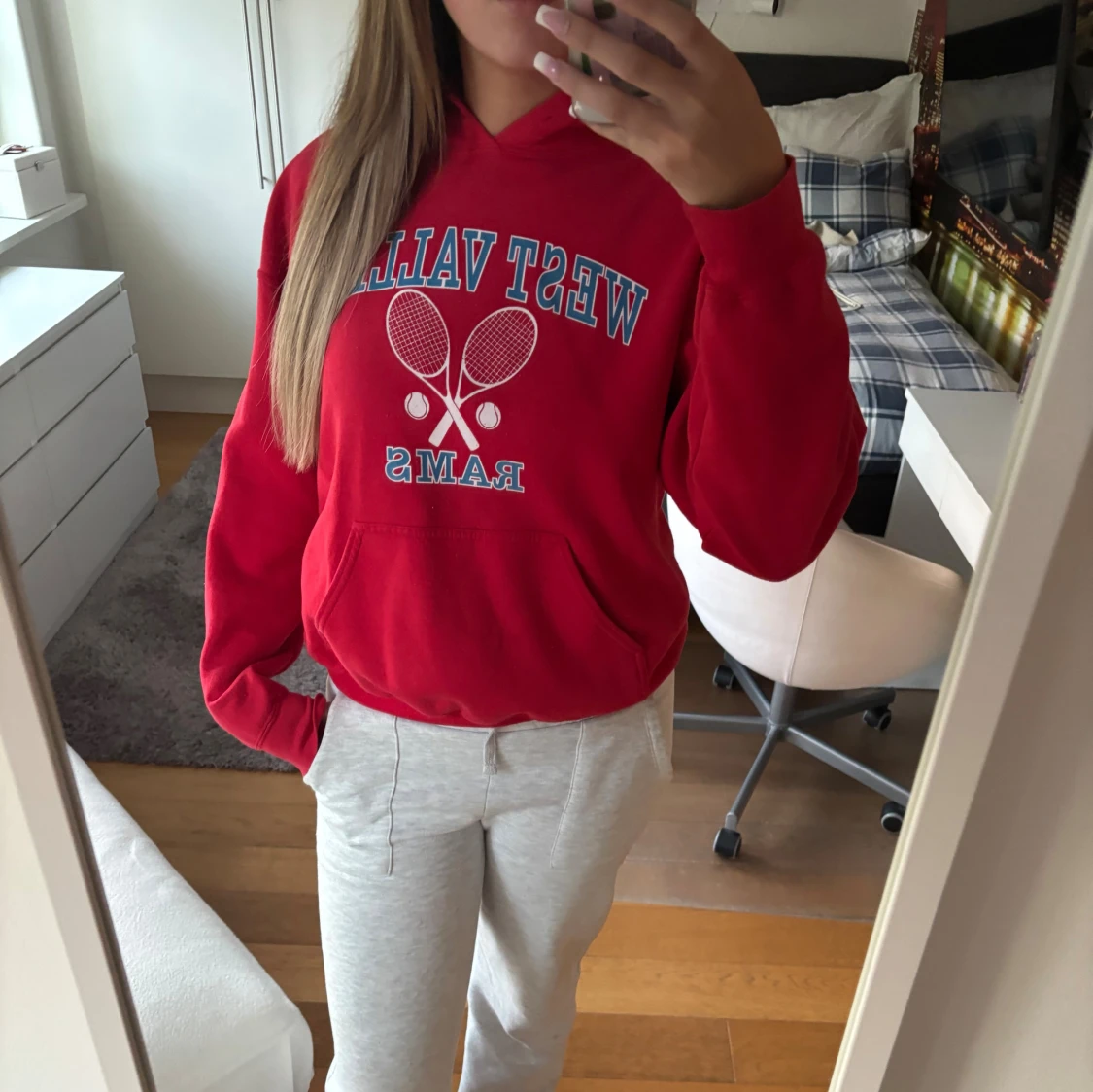 Röd hoodie West Valley Rams - 1