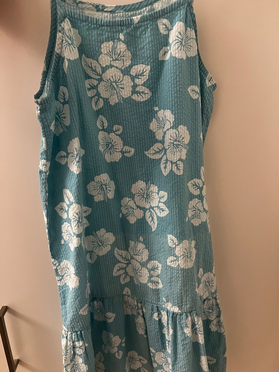 Blommig blå kortklänning från H&M - 1