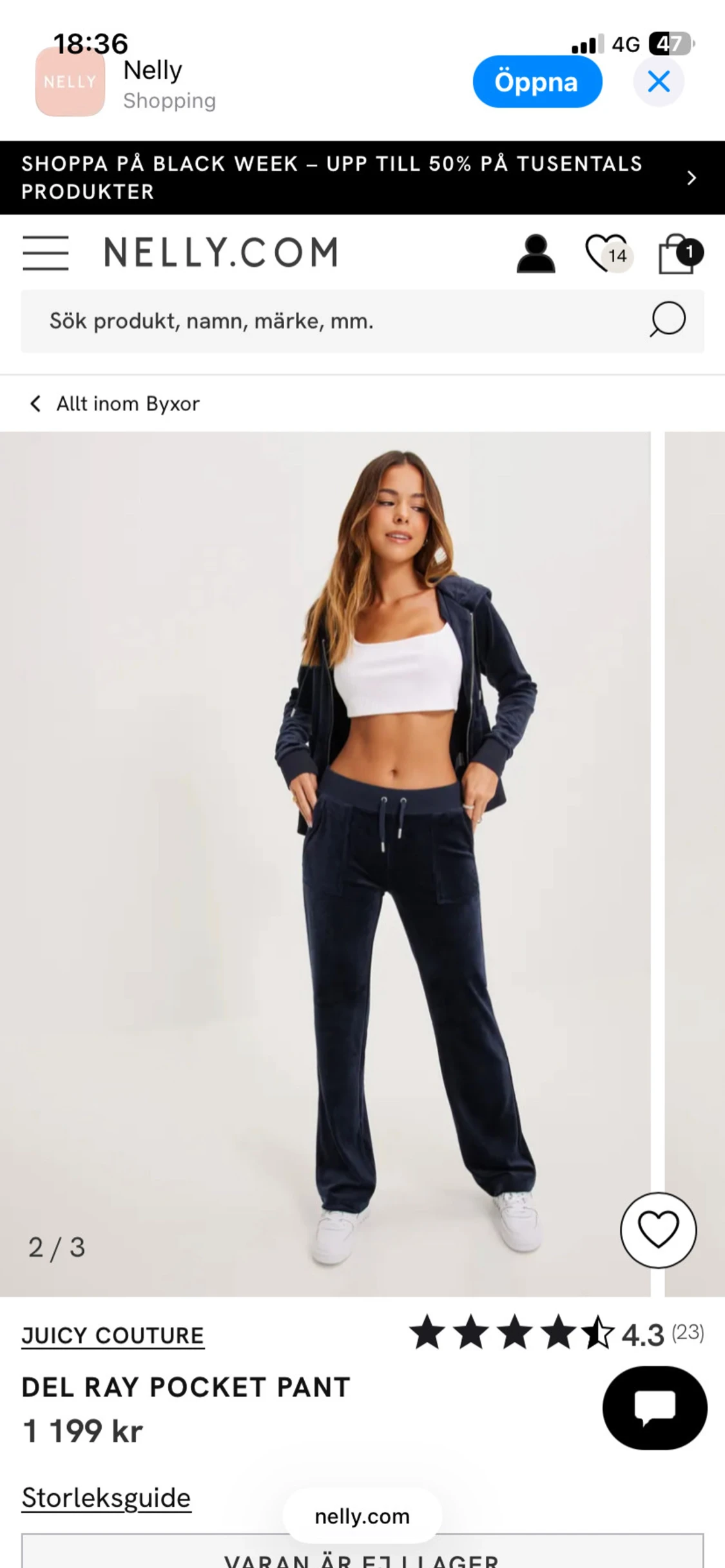 Mörkblå velourbyxor Juicy Couture - 1