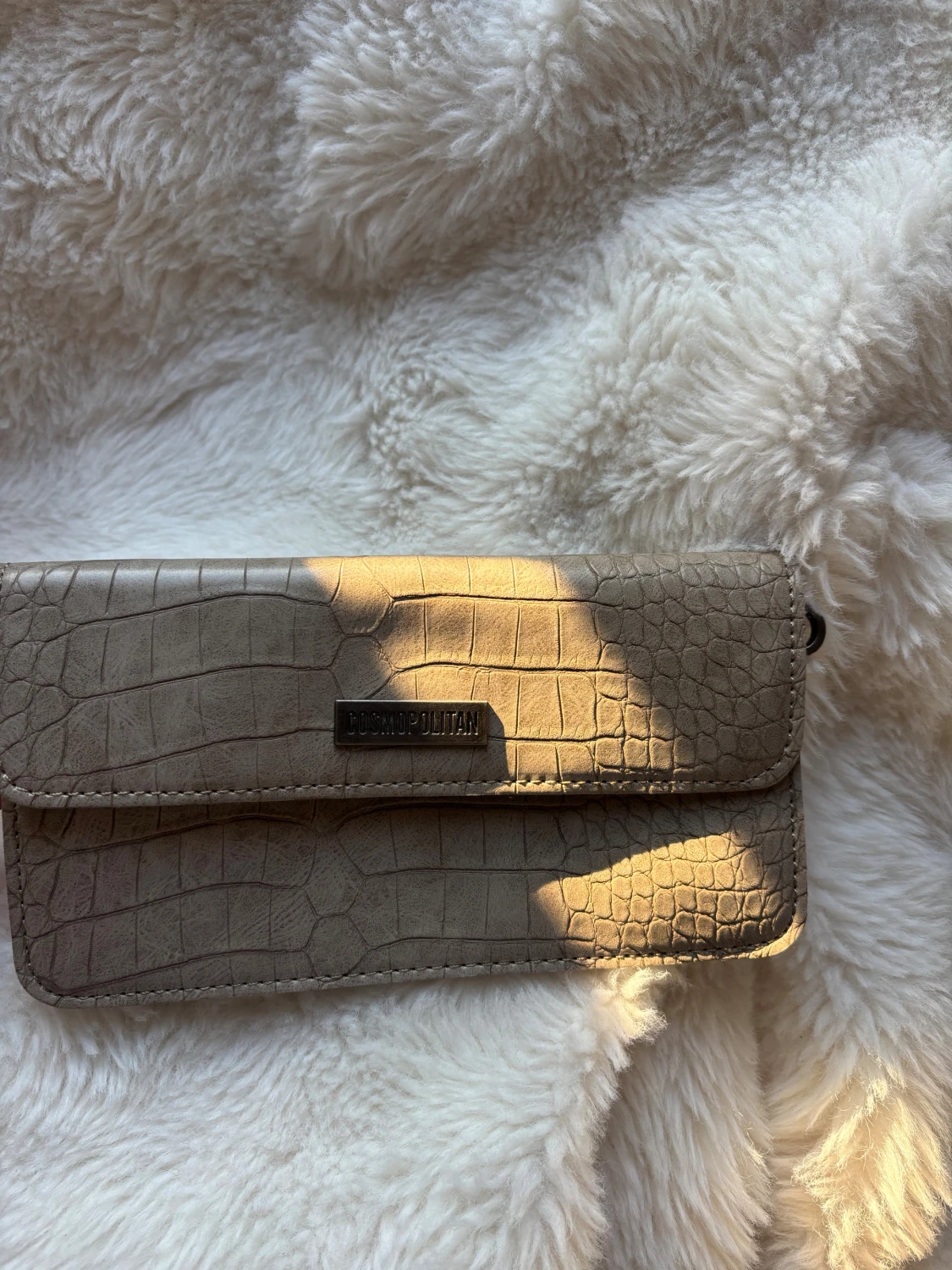 Beige/grå axelväska 