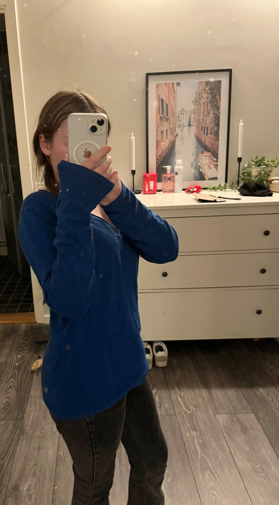 Blå kashmir v-ringad tröja John Lewis - 3