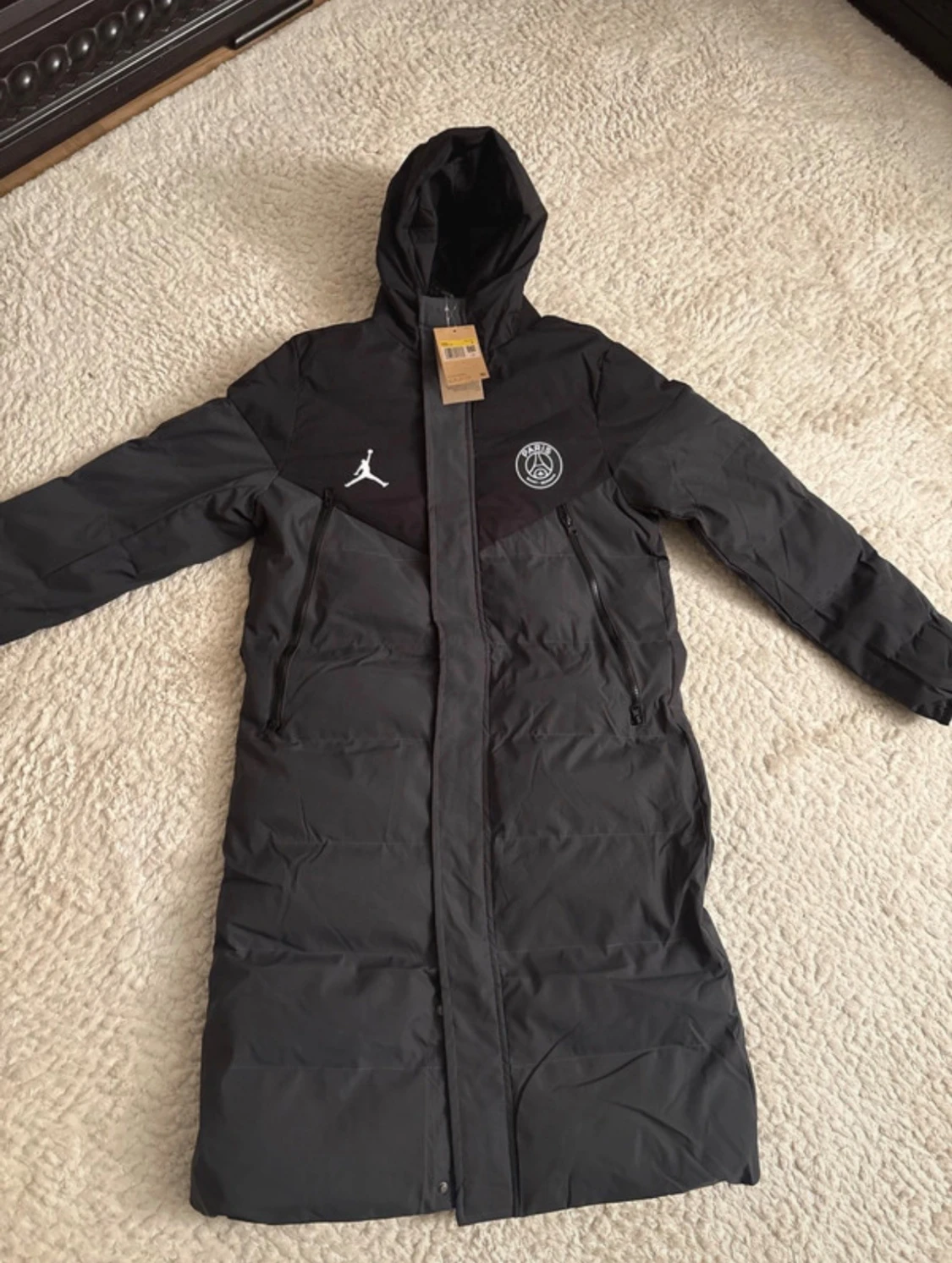 Svart lång dunjacka PSG x Jordan