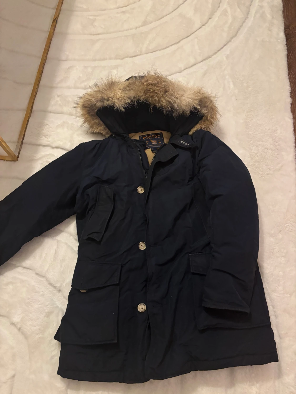 Mörkblå Woolrich parkas med päls - 2