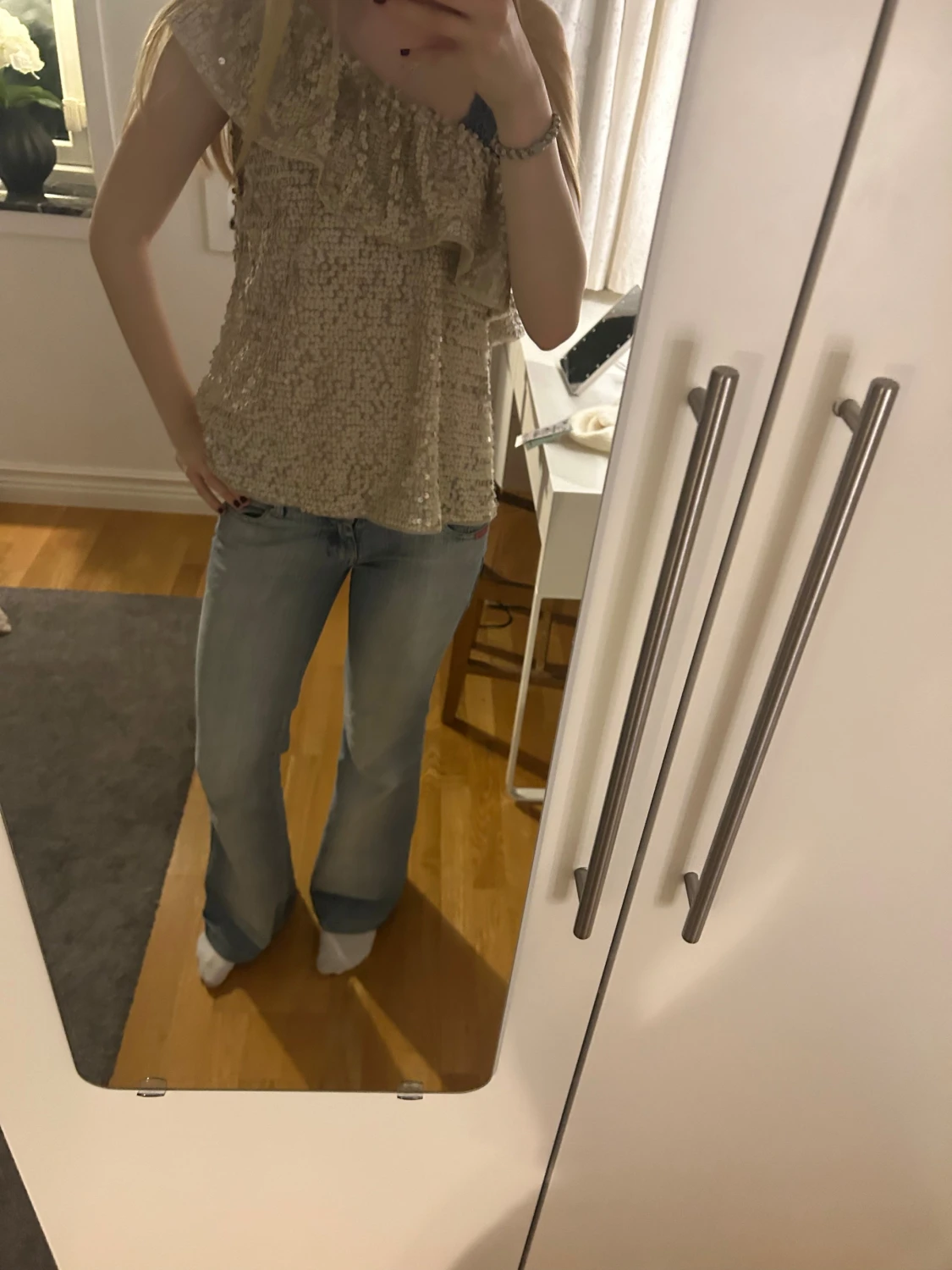 Glittrig oneshoulder topp Second Female - 1