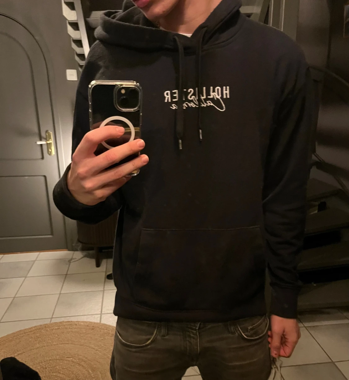 Svart hoodie från Hollister