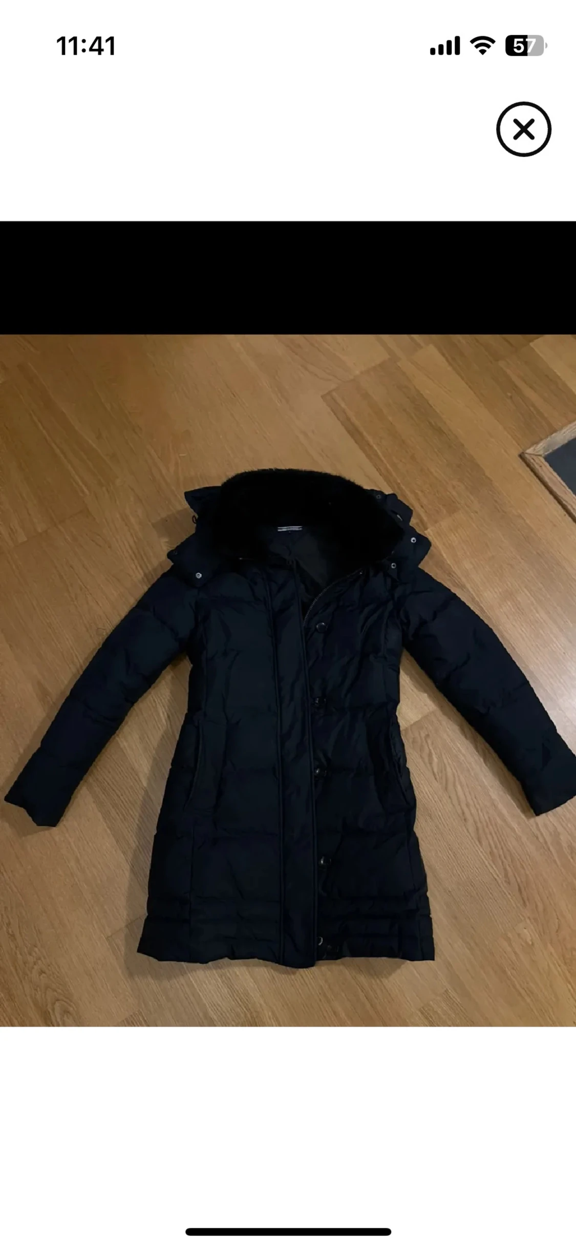 Mörkblå  lång dunjacka Tommy Hilfiger XS