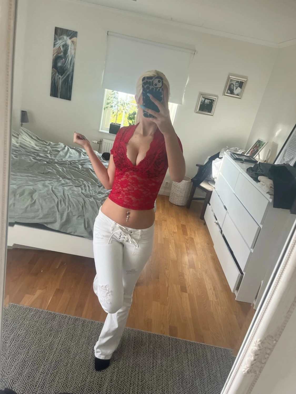 Röd spetsig croppad topp - 2