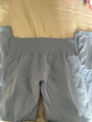 Blå seamless leggings från ICANIWILL - Snygga ljusblå seamless leggings från ICANIWILL med hög midja och ribbad linning. Materialet är stretchigt och följsamt, perfekt för träning eller chill. Diskret logga på höften och formande detaljer bak för extra passform.