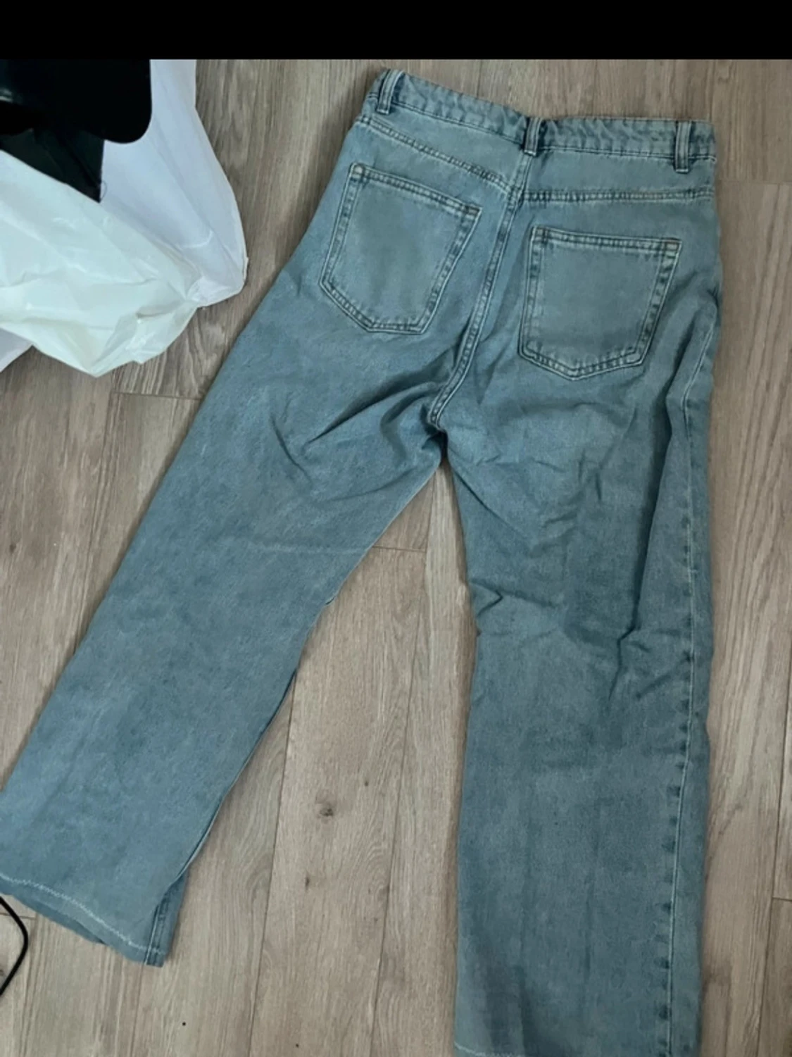 Ljusblå raka jeans med hög midja - 1