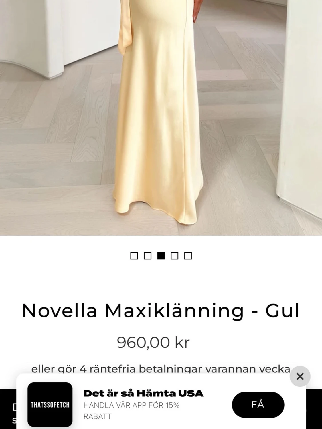 Ljusgul långklänning med smala axelband - 2