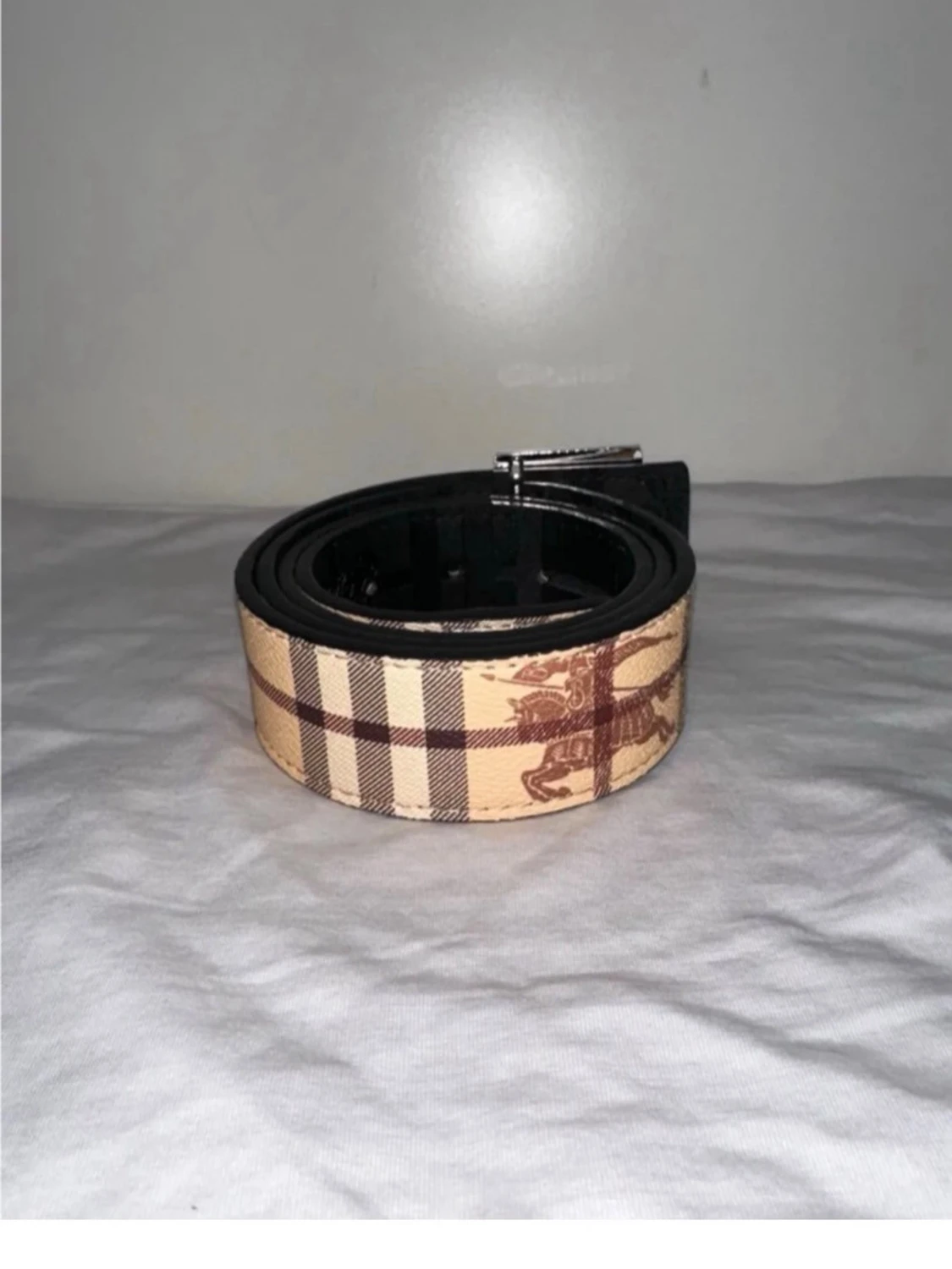 Beige och brunt rutigt Burberry-bälte - 1