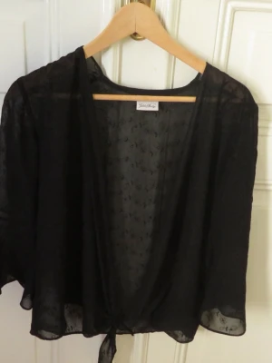 Svart transparent bolerotopp med broderi - Svart transparent bolerotopp från Gina Tricot med vackert blommigt broderi och knyt framtill🌸