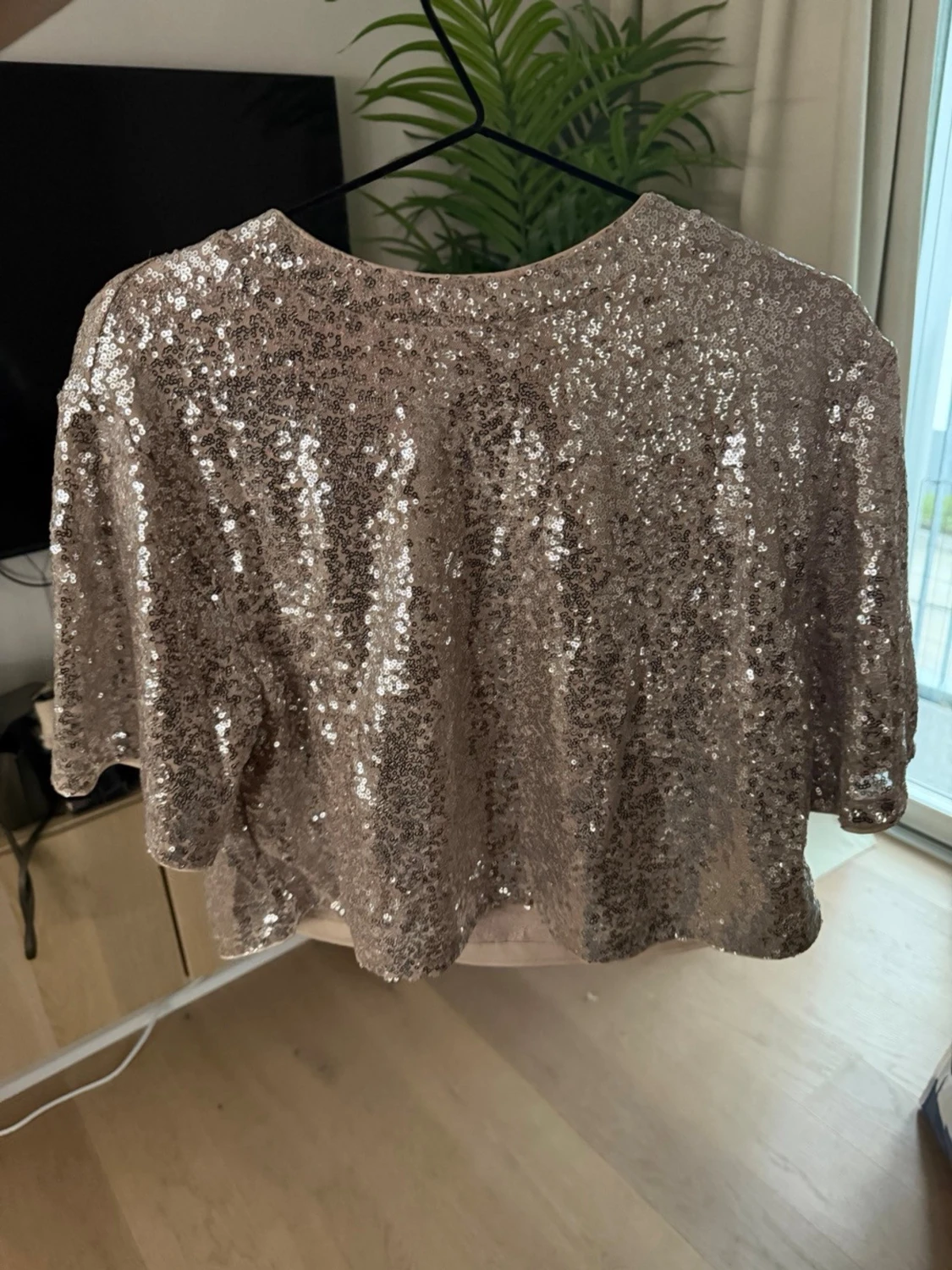 Glittrig croppad topp i silver - 1